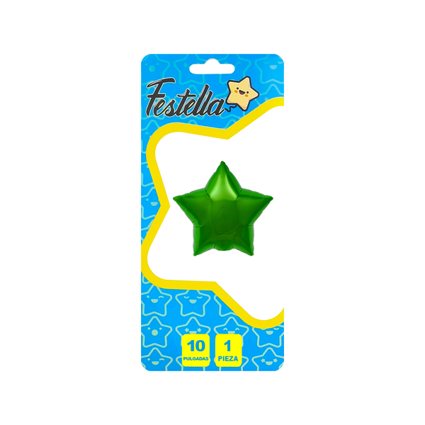 GLOBO ESTRELLA VERDE 10" CARTON (PQTX25)