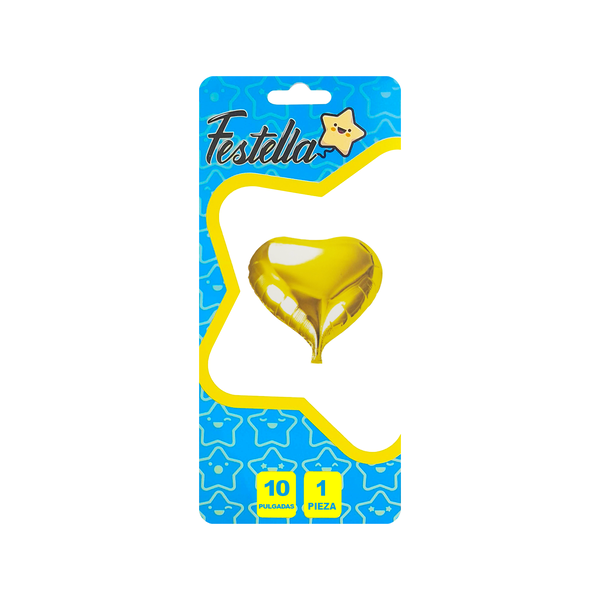 GLOBO CORAZON DORADO 10" CARTON (PQTX25)