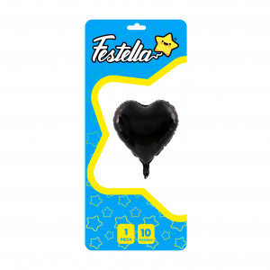 GLOBO CORAZON NEGRO 10" CARTON(PQTX25)