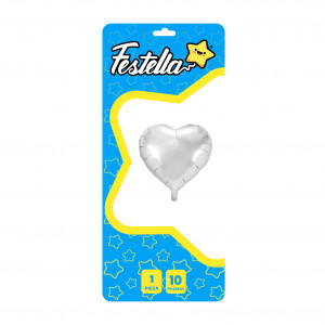 GLOBO CORAZON PLATEADO 10" CARTON (PQTX25)