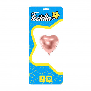 GLOBO CORAZON PALO ROSA 10" CARTON (PQTX25)