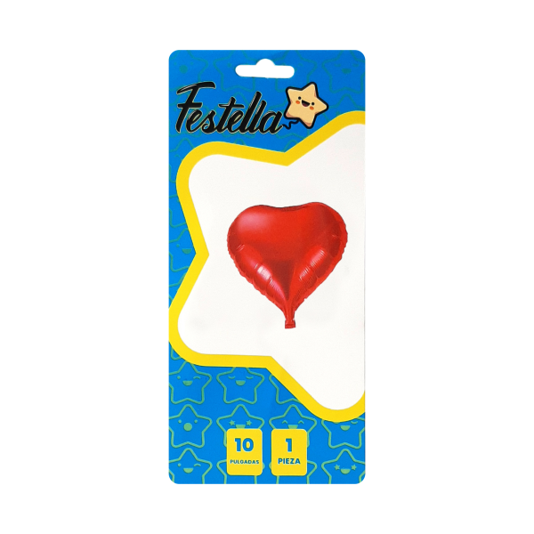 GLOBO CORAZON ROJO 10" CARTON (PQTX25)