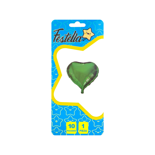 GLOBO CORAZON VERDE 10" CARTON (PQTX25)