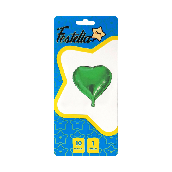 GLOBO CORAZON VERDE 10" CARTON (PQTX25)
