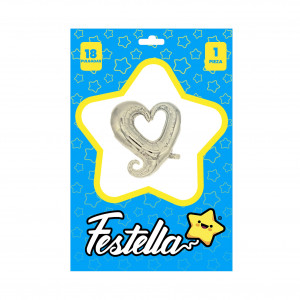 GLOBO CORAZON CURSIVO PLATEADO 18" (PQTX25)