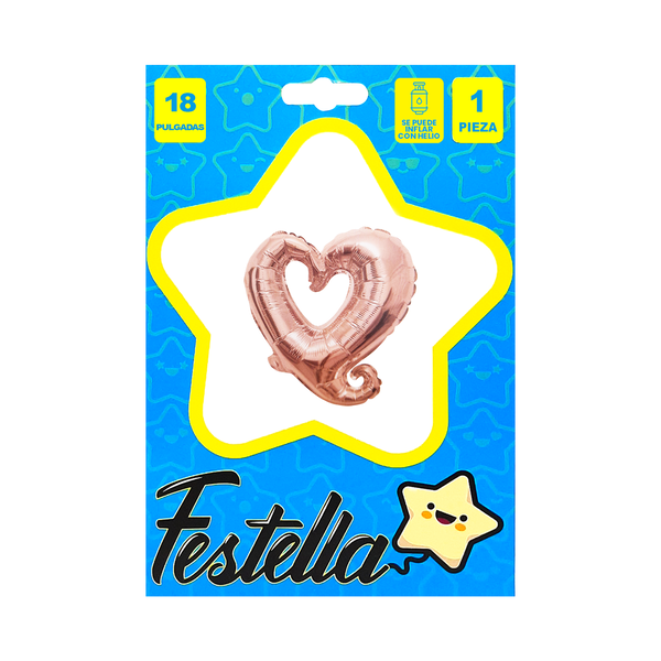 GLOBO CORAZON PALO ROSA 18"(PQTX25):