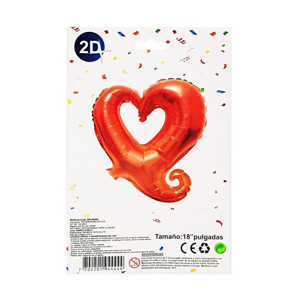 GLOBO CORAZON ROJO 18".(PQTX25)