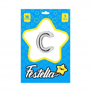 GLOBO LETRA C PLATEADA(PQTX25)