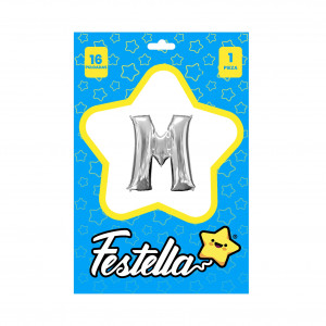 GLOBO LETRA M PLATEADA (PQTX25)