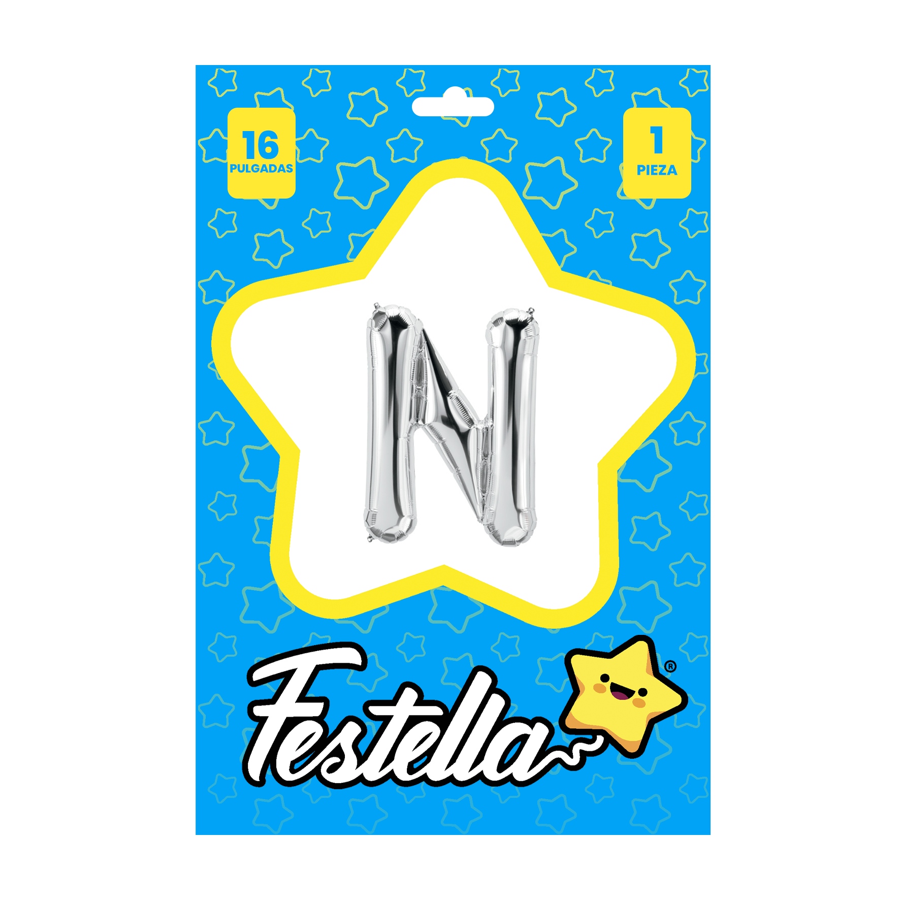 GLOBO LETRA N PLATEADA(PQTX25)