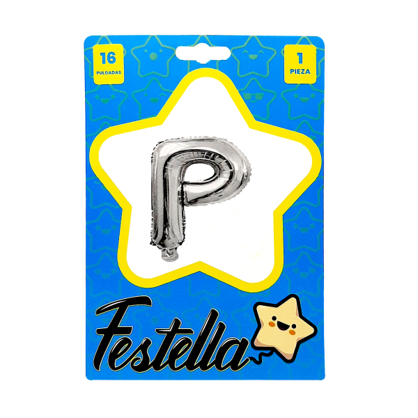 GLOBO LETRA P PLATEADA 16" (PQTX25)