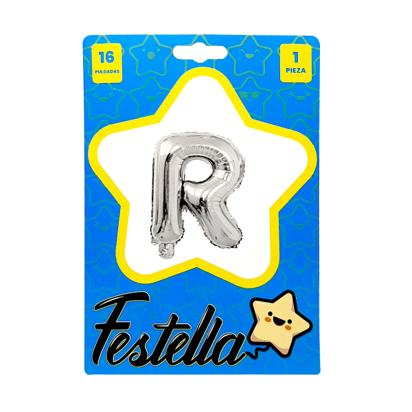 GLOBO LETRA R PLATEADA 16" (PQTX25)