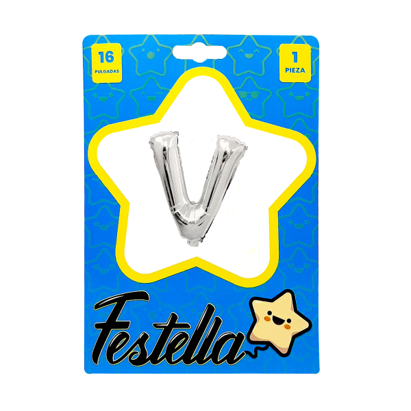 GLOBO LETRA V PLATEADA 16" (PQTX25)