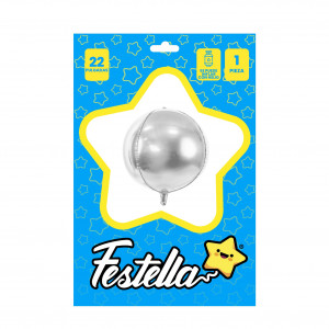 GLOBO REDONDO PLATEADO 22"(PQTX25)