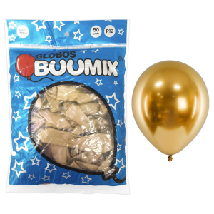 GLOBO DE LATEX ESPEJO DORADO X50