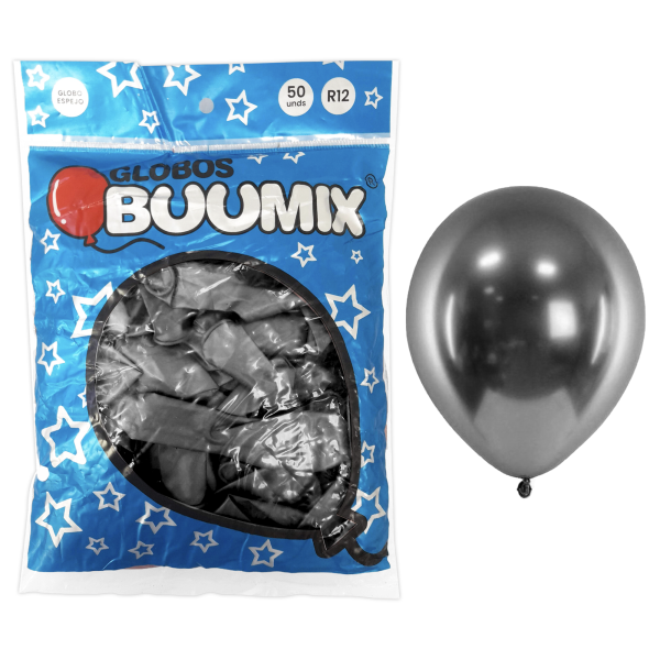 GLOBO DE LATEX ESPEJO NEGRO X50