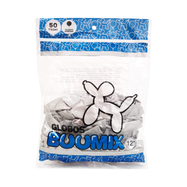 GLOBO DE LATEX ESPEJO PLATEADO X50