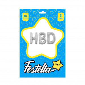 KIT GLOBO HBD 16" PLATEADO (PQTX25)