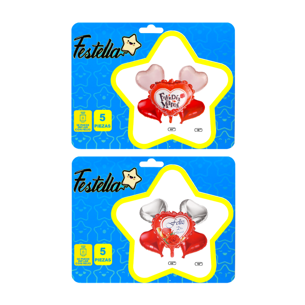 KIT GLOBO FELIZ DIA MAMA CORAZON X5 PCS(PQTX12):
