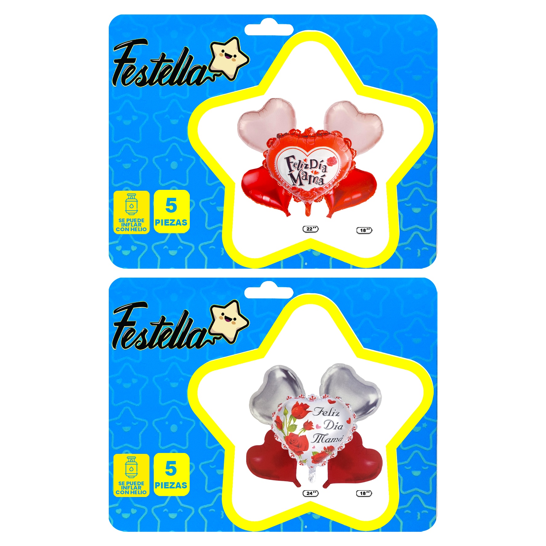 KIT GLOBO FELIZ DIA MAMA CORAZON X5 PCS(PQTX12):