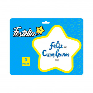 GLOBO FELIZ CUMPLEAÑOS CURSIVO AZUL(PQTX12)
