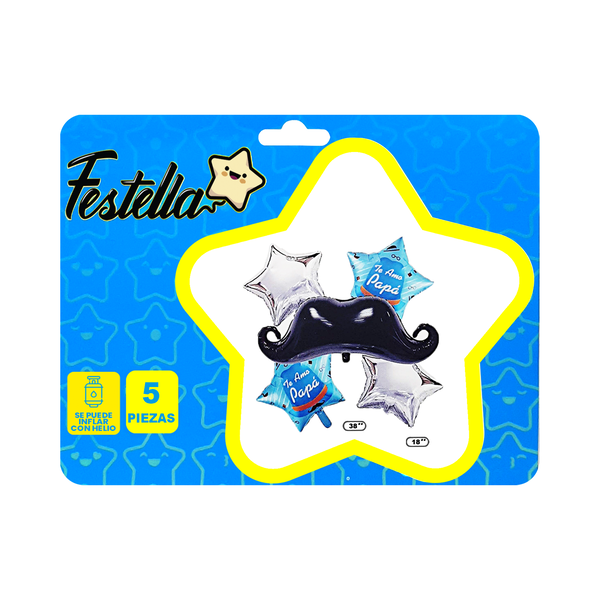 KIT GLOBO  PAPA CON BIGOTE X5(PQTX12).