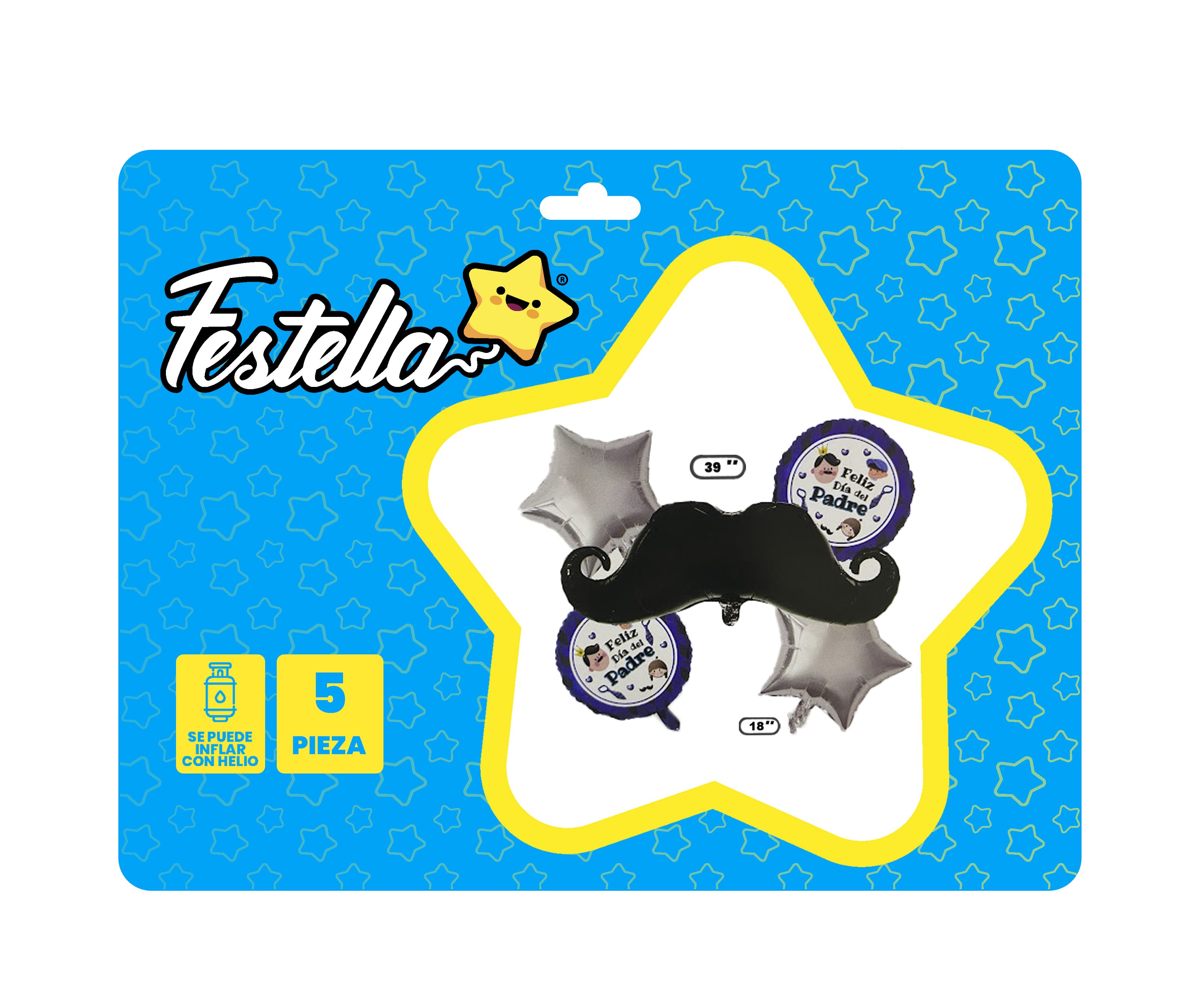 KIT GLOBO  PAPA CON BIGOTE X5(PQTX12).