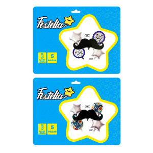 KIT GLOBO  PAPA CON BIGOTE X5(PQTX12).