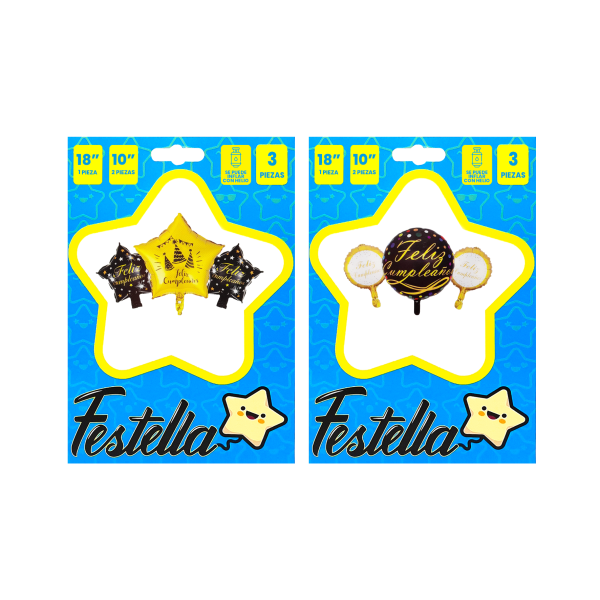 KIT GLOBO FELIZ CUMPLEAÑOS X3