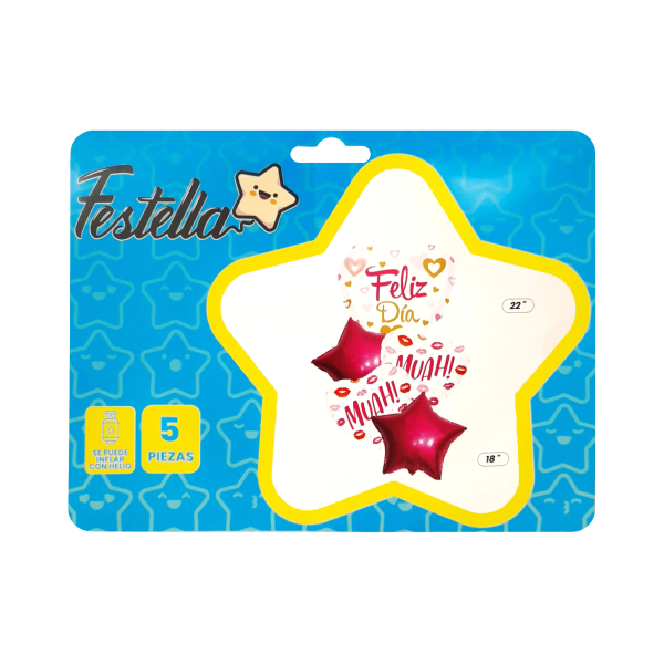 KIT GLOBO MUAH FELIZ DIA X5: