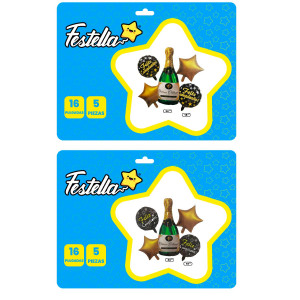 KIT GLOBO CHAMPAÑA VERDE X5