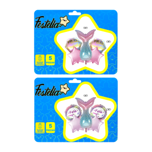 KIT GLOBO COLA SIRENA X5