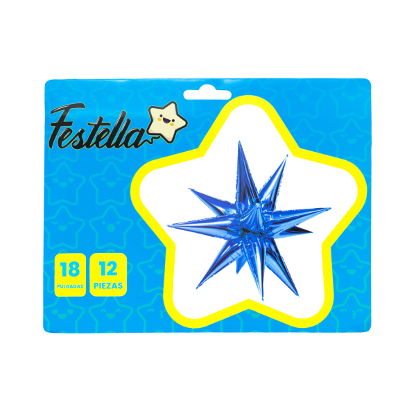 GLOBO ESTRELLA X12 PIEZAS AZUL 26"(PQTX12)