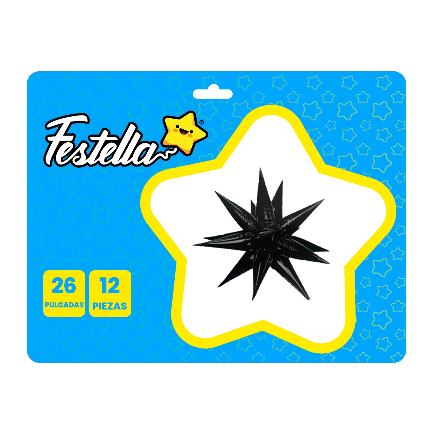 GLOBO ESTRELLA X12 PIEZAS NEGRO 26"(PQTX12)