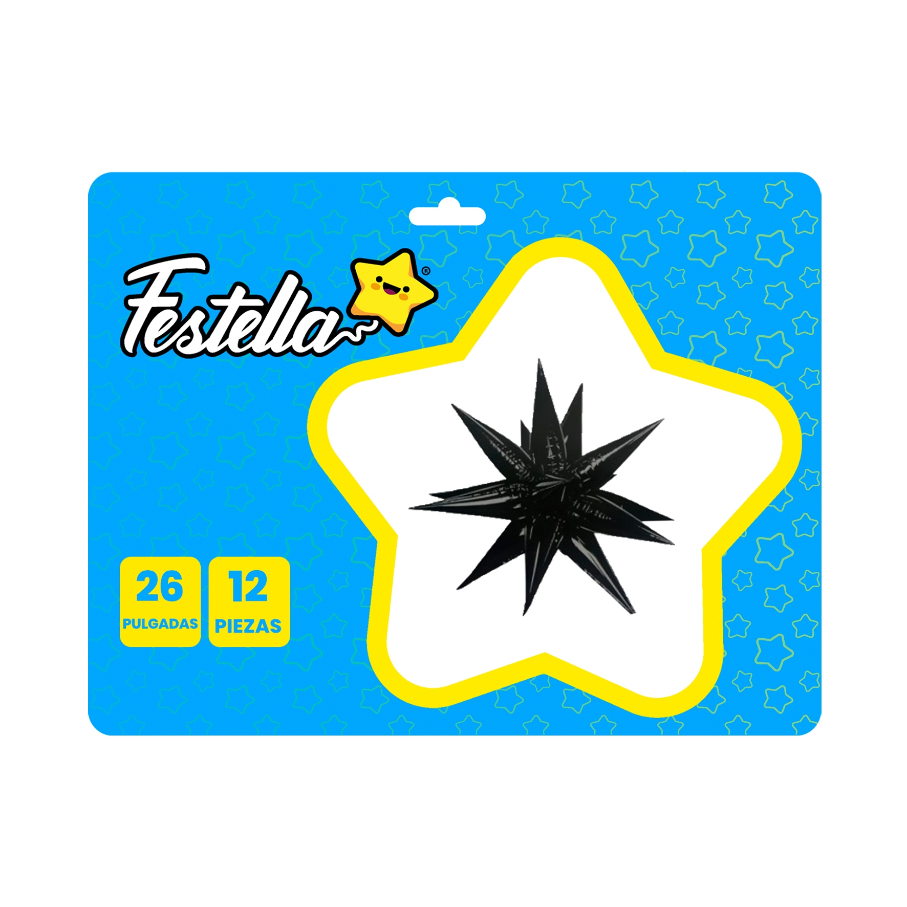 GLOBO ESTRELLA X12 PIEZAS NEGRO 26"(PQTX12)