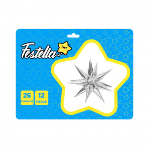 GLOBO ESTRELLA X12 PIEZAS PLATEADO 26"(PQTX12)