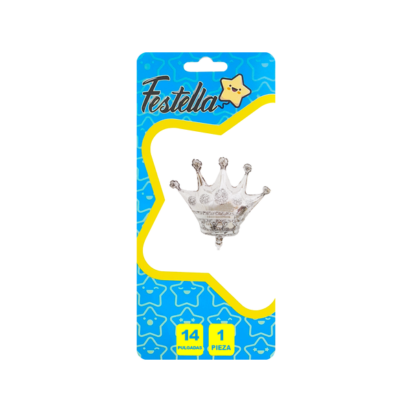 GLOBO CORONA PLATEADO 14" (PQTX25)