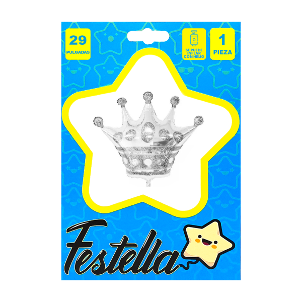 GLOBO CORONA PLATEADO 29"(PQTX25)