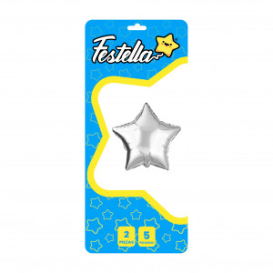 GLOBO ESTRELLA PLATEADO 5" X2(PQTX25)