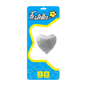GLOBO CORAZON PLATEADO 5" X2¨.(PQTX25):