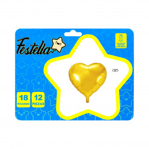 KIT GLOBO CORAZONES X12 DORADO(PQTX12):
