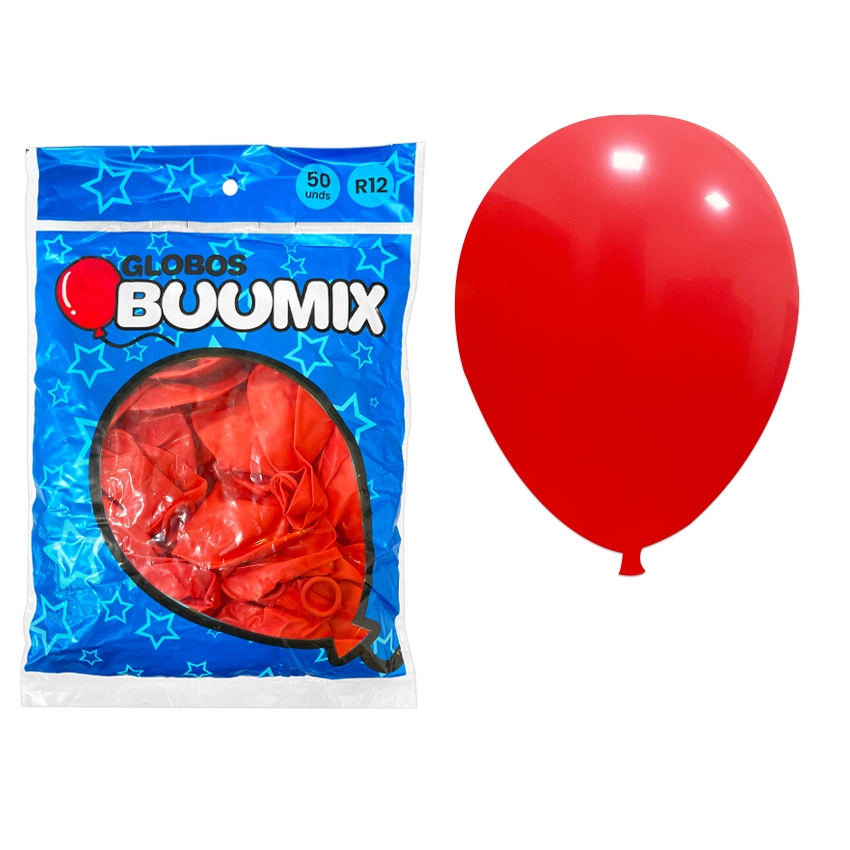 GLOBO DE LATEX ROJO PASTEL R12X50