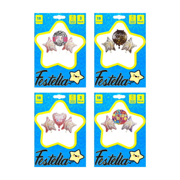 KIT GLOBO FELIZ DIA AGATA X3(PQTX12)