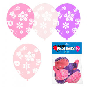 GLOBO DE LATEX FLORES R12X10 M-FC-RC-RO (PQTX12)´