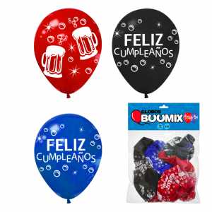 GLOBO DE LATEX CERVEZA FELIZ CUMPLEAÑOS R12X10 R-A-N (PQTX12)