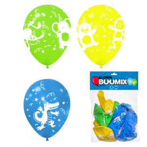 GLOBO DE LATEX ANIMALES R12X10 AC-VL-AM (PQTX12)´