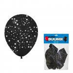 GLOBO DE LATEX ESTRELLA R12X10 NEGRO (PQTX12)