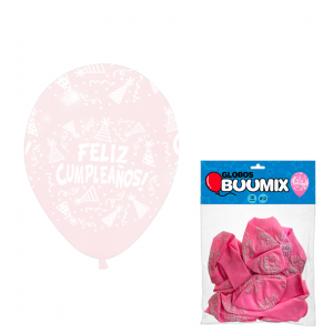 GLOBO DE LATEX FELIZ CUMPLEAÑOS R12X10 ROSADO OSCURO (PQTX12)