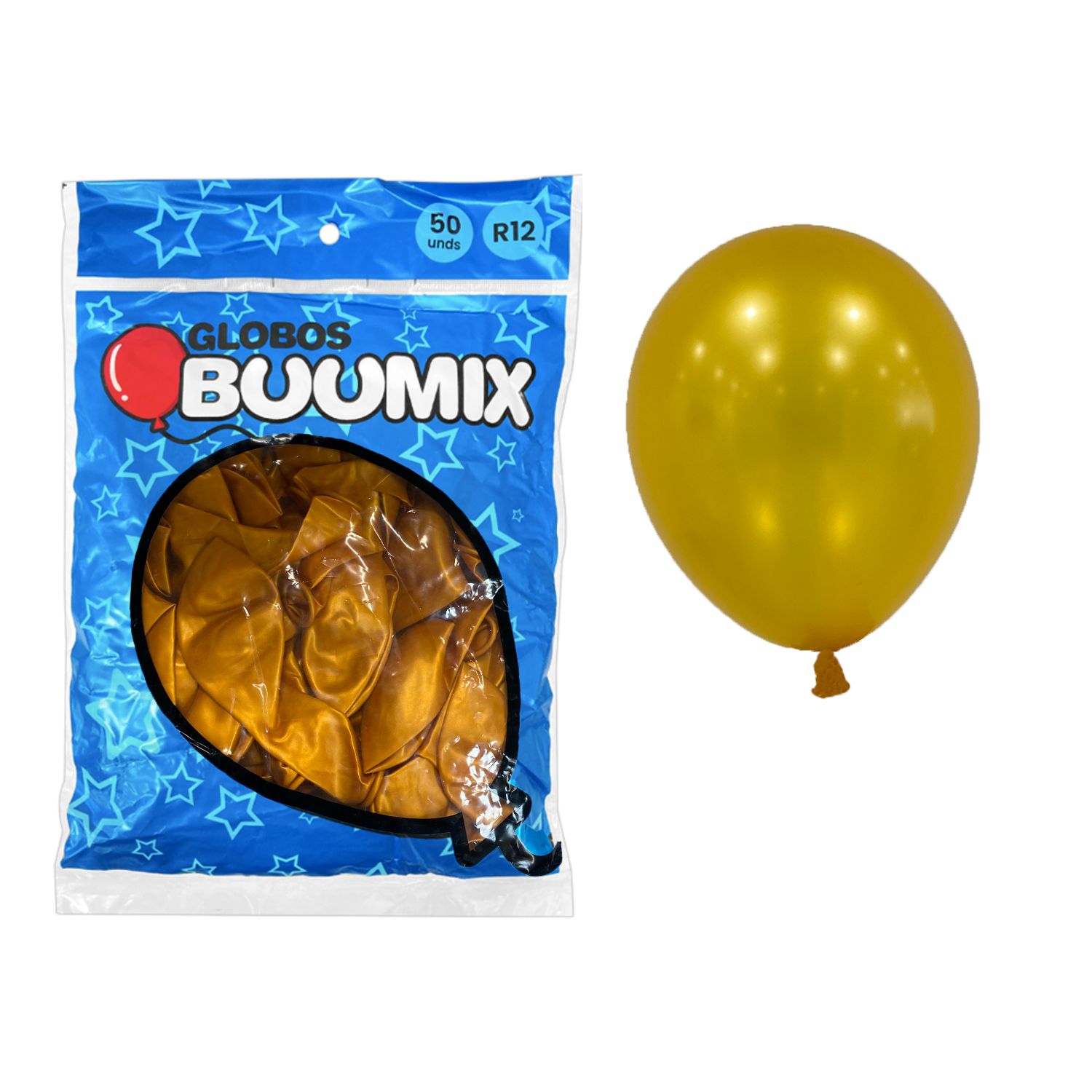 GLOBO DE LATEX SATINADO DORADO R12 X50