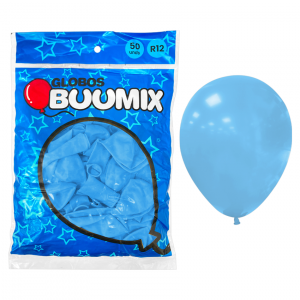 GLOBO DE LATEX LISO AZUL CLARO R12 X50